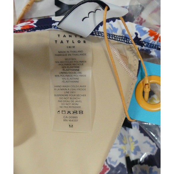 Tanya Taylor Medium Bikini Top Tia Beaded Navy Floral Print NWT $115 - Picture 4 of 5